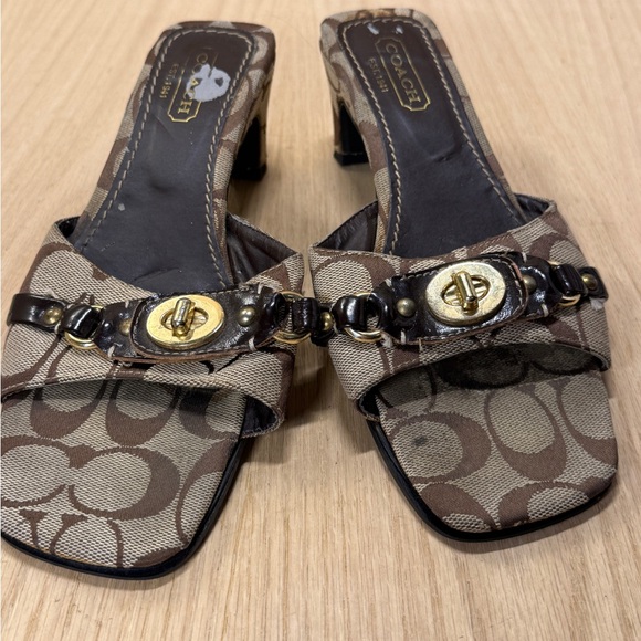Coach Logo Mules Block Heel Size 9 - Picture 1 of 6